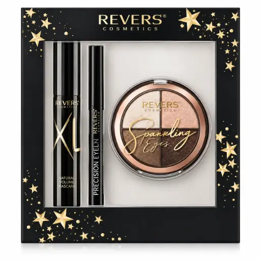 REVERS ΓΥΝΑΙΚΕΙΟ ΣΕΤ ΔΩΡΟΥ SMOKE EYE SHADOW PALETTE set +MASCARA XL MAXIMUM VOLUME & LENGTH 10ml+Αυτόματο ασημί eye pencil REVERS Quick Liner Χρυσό